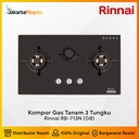 Built-in Gas Hob Kompor Gas Tanam 3 Tungku Rinnai RB-713N (GB)