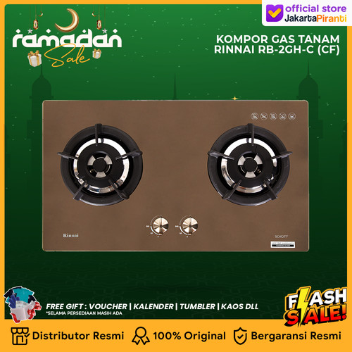Built-in Gas Hob Kompor Gas Tanam 2 Tungku Rinnai RB-2GH-C (CF) | KOMPOR TANAM RINNAI RB-2GH-C (CF)