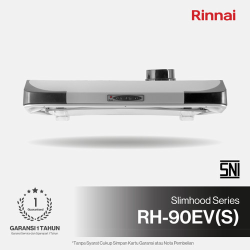 Cooker Hood Rinnai RH-90EV (S) Slim Hood Penghisap Asap Kompor Silver