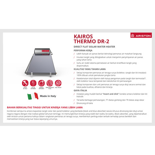 Pemanas Air Solar Water Heater Ariston Kairos Thermo Direct 200 Liter