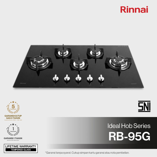 Built-in Gas Hob Kompor Gas Tanam 5 Tungku Rinnai RB-95G