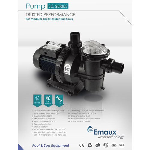 Pompa Kolam Renang 3/4HP Emaux SC075 / Swimming Pool Pump Emaux SC 075