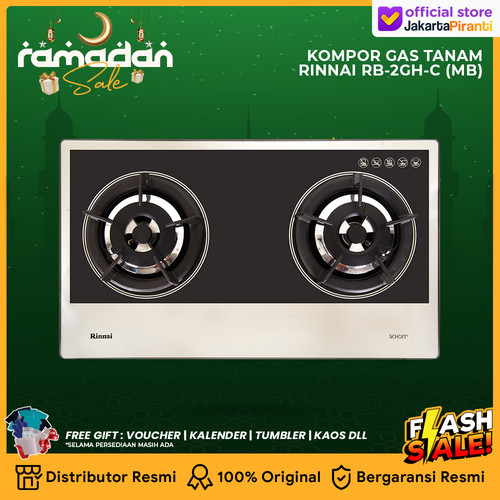 Built-in Gas Hob Kompor Tanam Gas 2 Tungku Rinnai RB-2GH-C (MB)