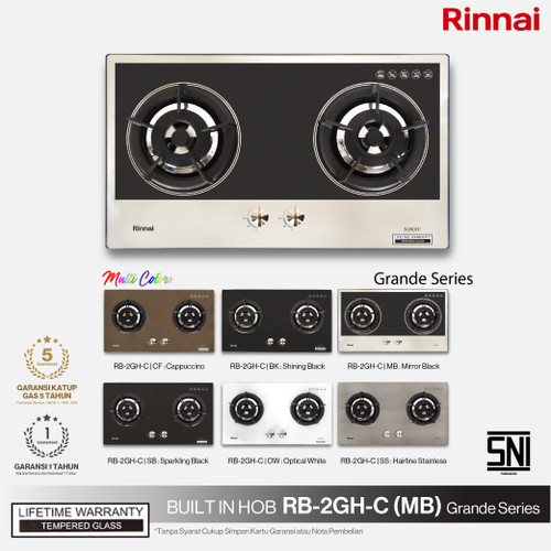 Built-in Gas Hob Kompor Tanam Gas 2 Tungku Rinnai RB-2GH-C (MB)
