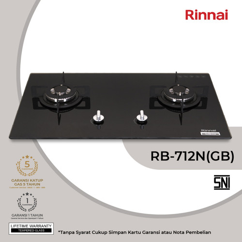 Built-in Gas Hob Kompor Gas Tanam 2 Tungku Rinnai RB-712N (GB)