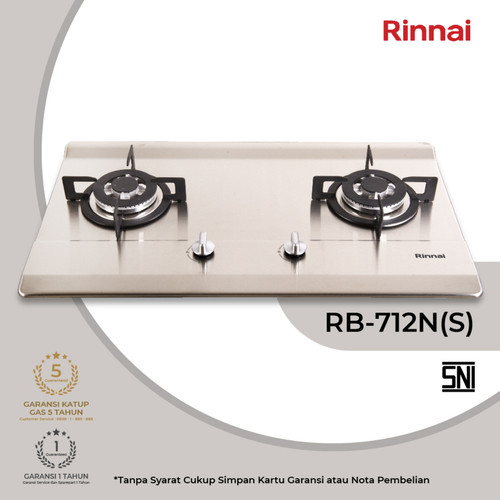 Built-in Gas Hob Kompor Gas Tanam 2 Tungku Rinnai RB-712N (S)