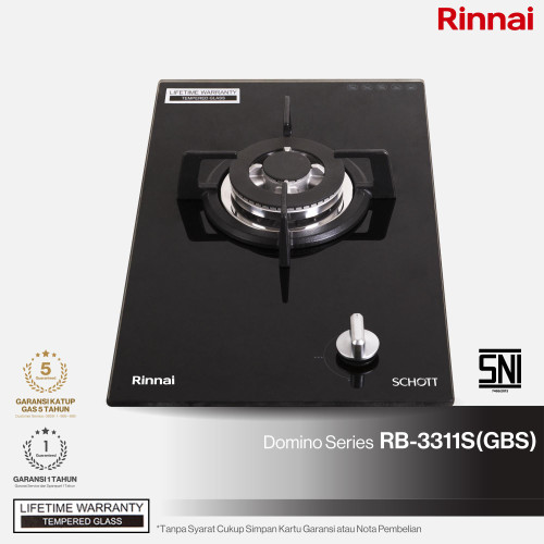 Built-in Gas Hob Kompor Gas Tanam 1 Tungku Rinnai RB-3311S (GBS)