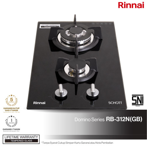 Built-in Gas Hob Kompor Gas Tanam 2 Tungku Rinnai RB-312N (GB)