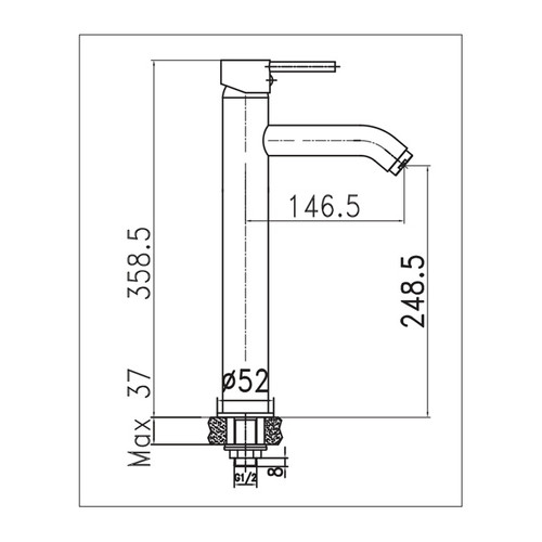 Kran Wastafel Tall (Dingin) Wasser TBA-S032