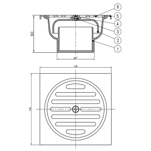 Floor Drain Wasser HSA 6442 (Saringan Pembuangan Air Kamar Mandi)