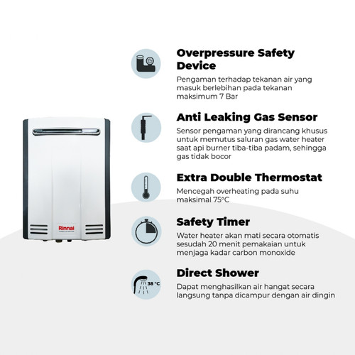 Pemanas Air Water Heater Gas Rinnai REU-A1620WD-IND Water Heater