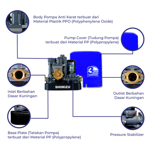 Mesin Pompa Air Pendorong Booster Pump Shimizu PLW-300 BIT