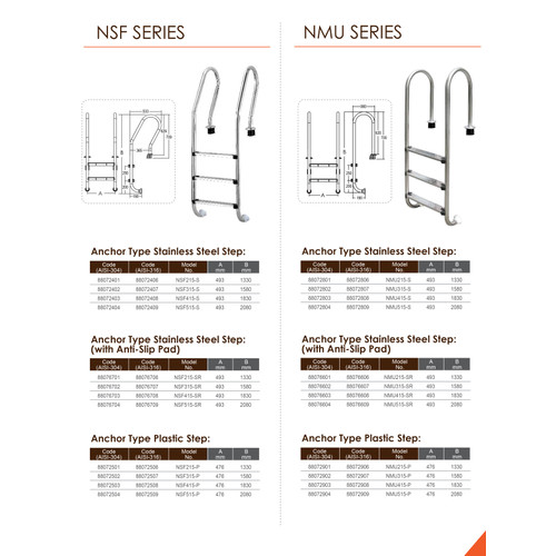 Tangga Kolam Renang 3 Step EMAUX NSF315-S AISI 304 Pool Ladders 3 Step