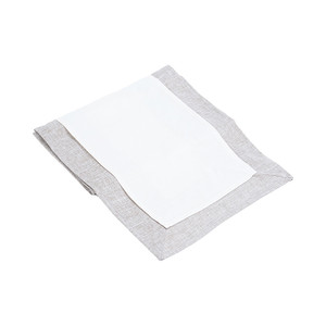 Informa 33X160 cm Table Runner Linen Border - Cokelat Taupe