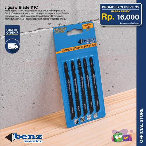 5 Pcs Mata Gergaji Kayu Jigsaw Blade 111C HCS Wood Benz Werkz