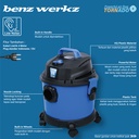 Vacuum Cleaner 15L Mesin Vakum Sedot Debu Wet & Dry BZ 7015 Benz Werkz