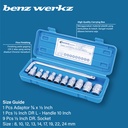 Kunci Sok Set 11 Pcs 1/2 inch - Socket Sock Mata Shock Set Benz Werkz
