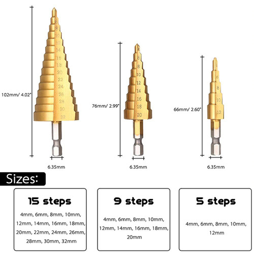 Mata Bor Pagoda Besi Kayu 9 Step 3 - 12 mm / Step Drill Benz Werkz
