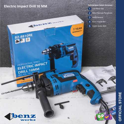 Mesin Bor Beton Tembok 10 mm / Electric Impact Drill Benz Werkz