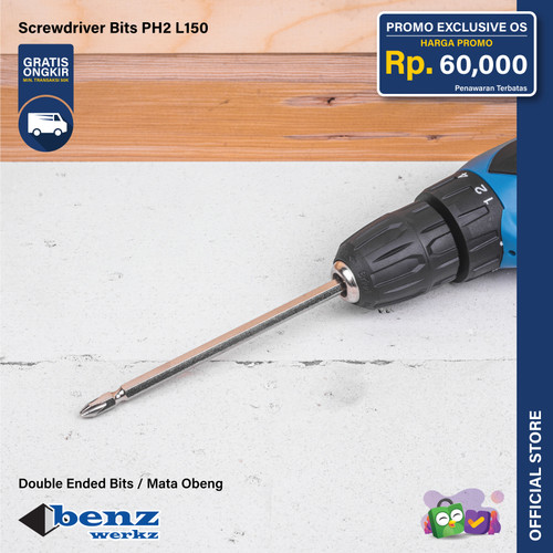 Mata Obeng Angin Magnet Plus PH2 150 mm / Screwdriver Bits Benz Werkz