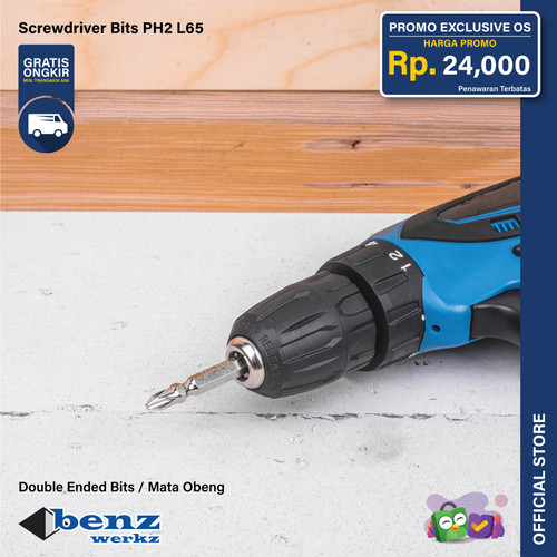 Mata Obeng Angin Magnet Plus PH2 65 mm / Screwdriver Bits Benz Werkz