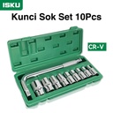 ISKU kunci sok set L 8-24MM 10 PCS Kunci Sock Set 1/2 inch gagang shock l dan 8mm 10mm 12mm 13mm 14mm 17mm 19mm 22mm 24mm mata sok