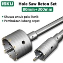 ISKU Mata Bor hole saw beton lubang tembok beton/hollow core saw beton/pelubang beton tembok pipa drill bit perkakas alat pertukangan 80mm+300mm