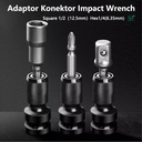 ISKU konektor mata obeng adapter impact wrench 1/2 inch ke 1/4 inch magnetic telescopic