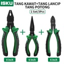 ISKU tang kombinasi 3 pcs set  tang kawat 8 inch tang lancip 6 inch Tang Potong 6 inch 55# steel+pvc handle/tang combination