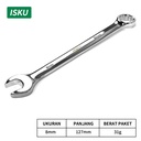 ISKU Kunci ring pas 8/9/10/11/12/13/14/17/18/19/21/22/24 mm Kunci Ring set lengkap Combination Spanner Wrench Kombinasi/plum blossom open end combination wrench olak balik spanner wrench