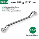 ISKU Kunci ring pas 10x12 mm cermin torx ganda terbuat dari baja chromium vanadium / spanner wrench tahan korosi dan anti-selip