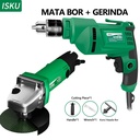 ISKU Mesin Bor Set 700W 220V Dan Mesin Gerinda Tangan 500W 220V