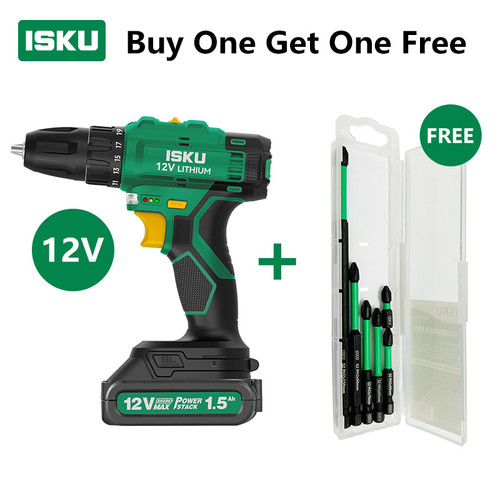 ISKU Lithium Mulitifungsi 21V 2000mAh Battery Cordless Drill Set Torsi