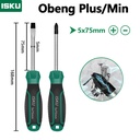ISKU obeng set 2pcs 5*75mm plus minus screwdriver set tip magnetik