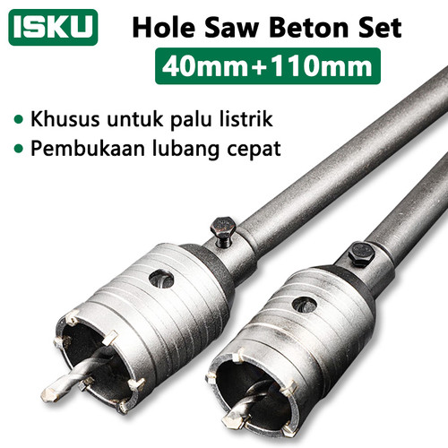 ISKU Mata Bor hole saw beton lubang tembok beton/hollow core saw beton/pelubang beton tembok pipa drill bit perkakas alat pertukangan 40mm+110mm