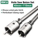 ISKU Mata Bor hole saw beton lubang tembok beton/hollow core saw beton/pelubang beton tembok pipa drill bit perkakas alat pertukangan 40mm+110mm