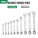 ISKU Kunci ring pas 8/9/10/11/12/13/14/17/18/19/21/22/24 mm Kunci Ring set lengkap Combination Spanner Wrench Kombinasi/plum blossom open end combination wrench olak balik spanner wrench