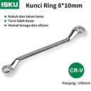 ISKU Kunci ring pas 8x10mm cermin torx ganda terbuat dari baja chromium vanadium / spanner wrench tahan korosi dan anti-selip