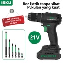 ISKU Lithium Mulitifungsi 21V 2000mAh Battery Cordless Drill Set Torsi