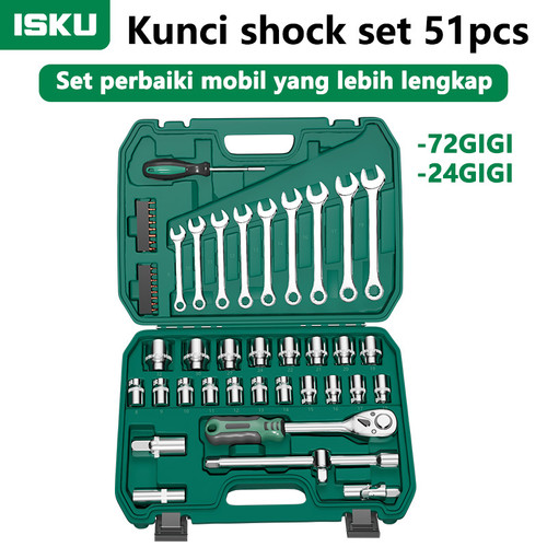 ISKU tool kit set alat kunci shock sok set 51pcs kunci ring 9pcs8-19mm