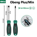ISKU obeng set 2pcs 6*100 mm plus minus screwdriver set tip magnetik