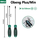 ISKU obeng set 2pcs 5*150 mm plus minus screwdriver set tip magnetik