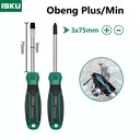 ISKU obeng set 2pcs 3*75mm plus minus screwdriver set tip magnetik