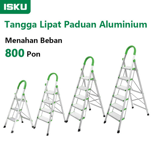 ISKU tangga lipat multifungsi rumah aluminium 3/4/5/6 step tangga