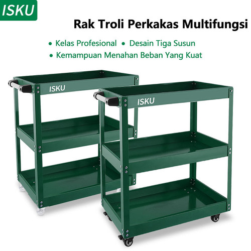 ISKU Troli Bengkel Rak 3 Susun Trolly Trolley Besi rak kerja perkakas