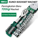 ISKU kunci Sock Set 12Pcs Drive Socket 1/2 inch 72gigi mata Kunci Sok