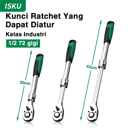 ISKU Kunci Shock pas rachet 1/2 inch 72gigi Wrench ukuran 30-43cm