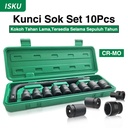 ISKU Kunci Shock Set 10pcs 8-24mm/Socket Kunci Set Motor/Socket Wrench