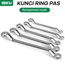 ISKU Kunci ring pas 8x10 10x12 12x14 13x15 14 x17 16x18 17x19 19x21 22x24 dan 24x27 mm cermin torx ganda terbuat dari baja chromium vanadium / spanner wrench tahan korosi dan anti-selip