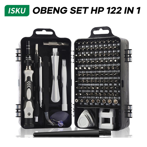 ISKU Obeng Set 122 in 1 hp full set lengkap original/Alat Bongkar HP